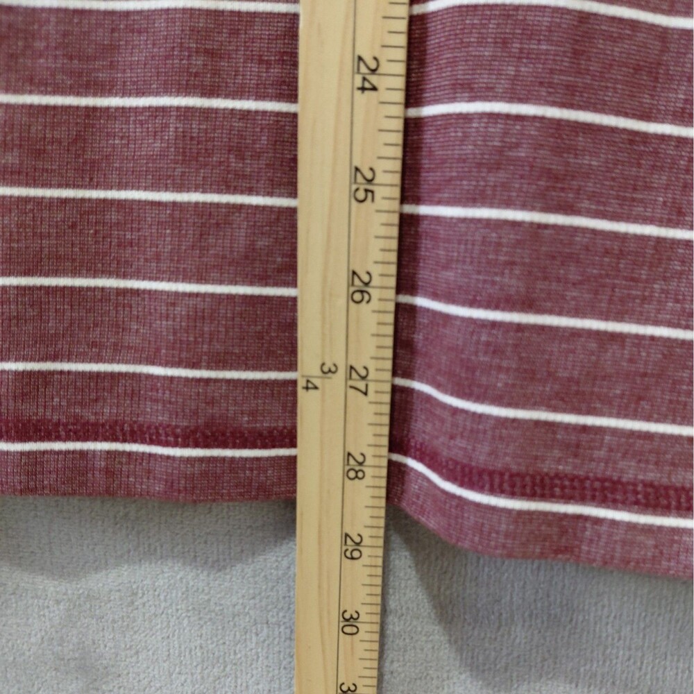 pRana Keller Long Sleeve Striped Shirt Men's Large Organic Cotton Blend Maroon - Picture 7 of 7